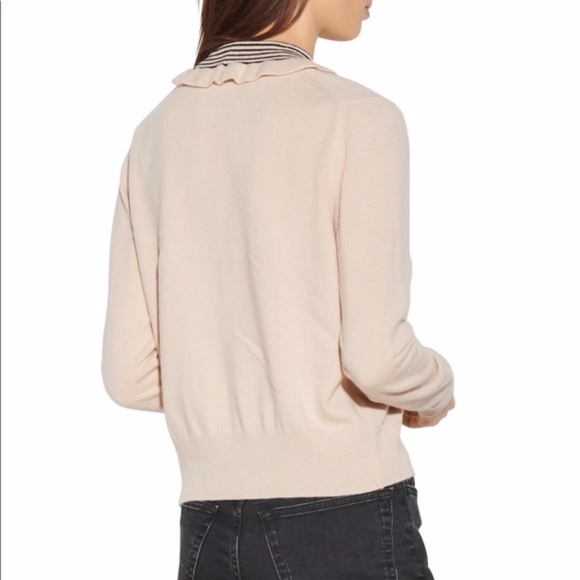 New SANDRO Pearl Button Wool Sweater With Fancy Collar - Picture 2 of 9